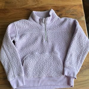 Girls purple 1/4 zip feel welcome hoodie